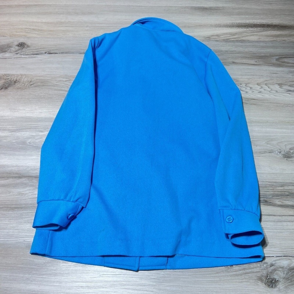 Vintage Acrylic Jacket Womens Large Blue‎ Long Sleeve Button Front 70s Style - Picture 2 of 6